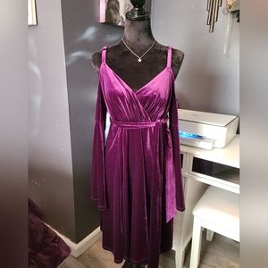 💜Torrid Purple Velvet Cold Shoulder Dress NWOT